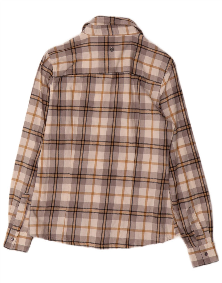 CARRERA Camisa de franela para mujer UK 10 Small Grey Check Cotton
