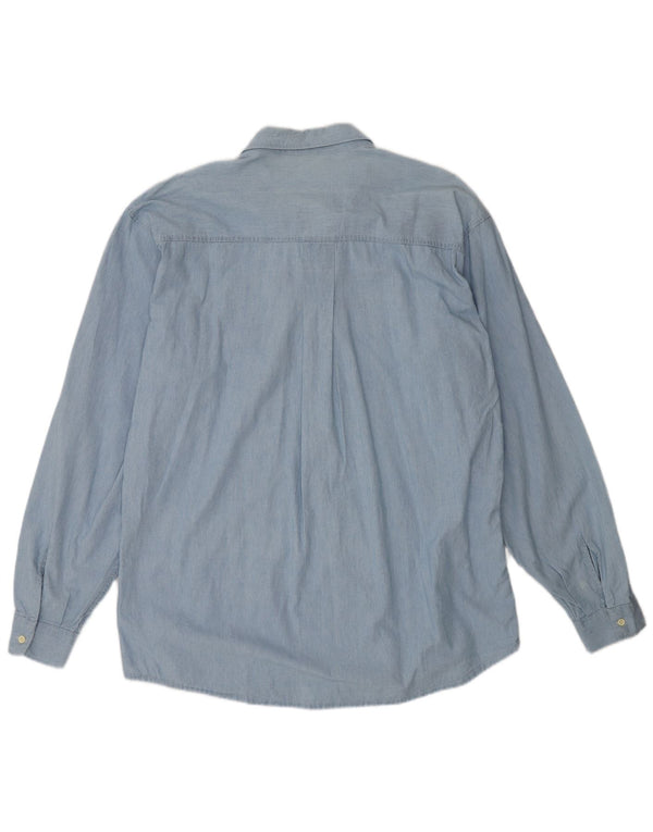 Camisa Carrera Hombre XL Algodón Azul
