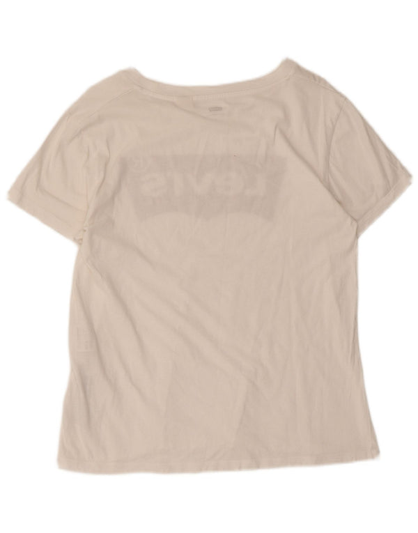 Levi's Camiseta gráfica para mujer Top UK 12 Medium White Cotton