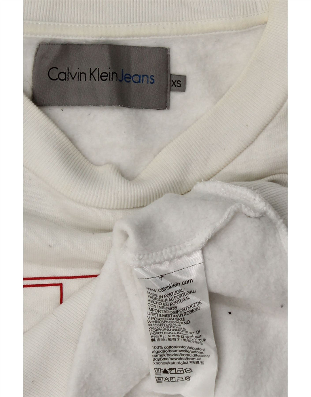 CALVIN KLEIN JEANS Sudadera con gráfico corto para mujer UK 6 XS Blanco