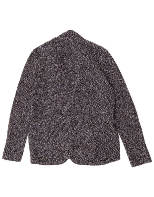 Zara Chaqueta tipo blazer de punto con 2 botones para niño 13-14 años Algodón moteado azul