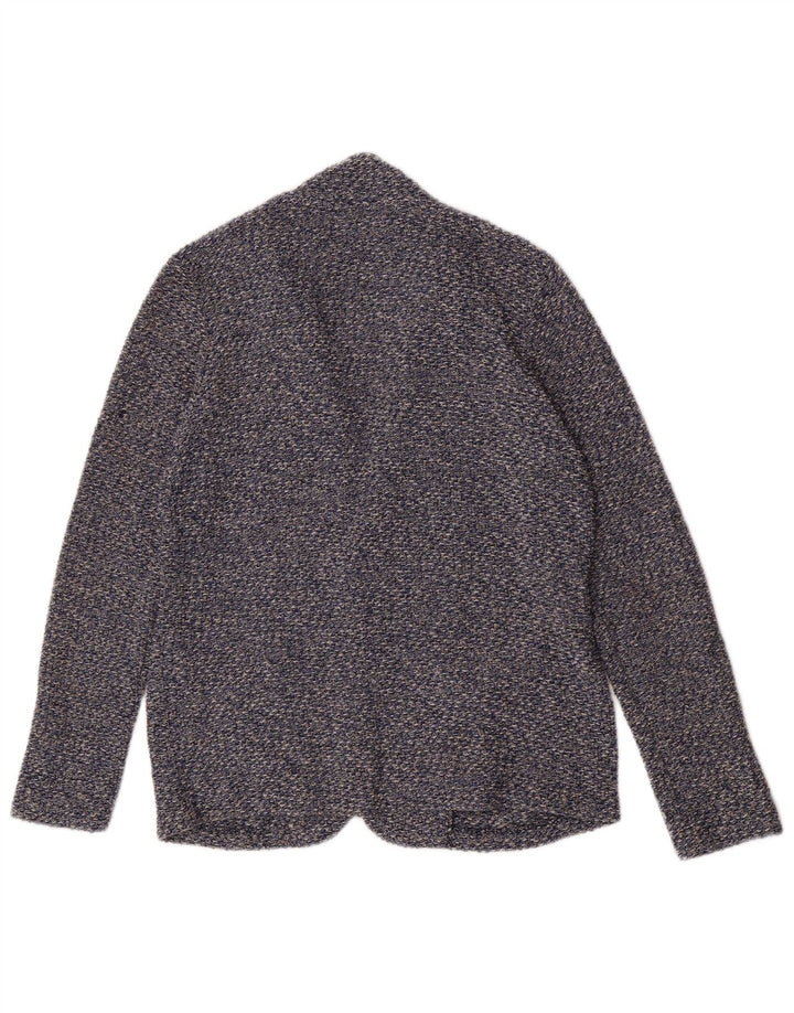 Zara Chaqueta tipo blazer de punto con 2 botones para niño 13-14 años Algodón moteado azul