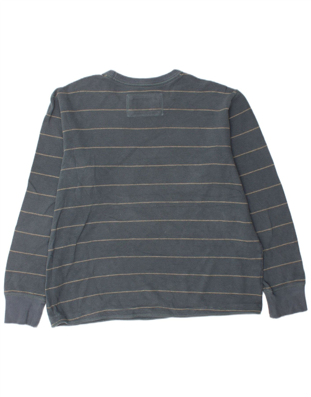 EDDIE BAUER Camiseta Hombre Manga Larga XL Algodón Rayas Azul