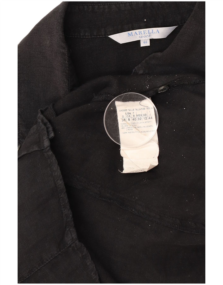 Marella Camisa para mujer Reino Unido 42 Mediano Lino negro