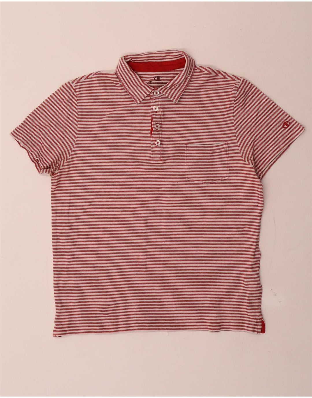 Champion Polo Para Hombre De Algodón A Rayas Rojas Grande