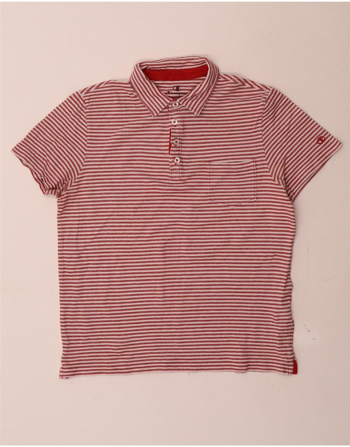 Champion Polo Para Hombre De Algodón A Rayas Rojas Grande