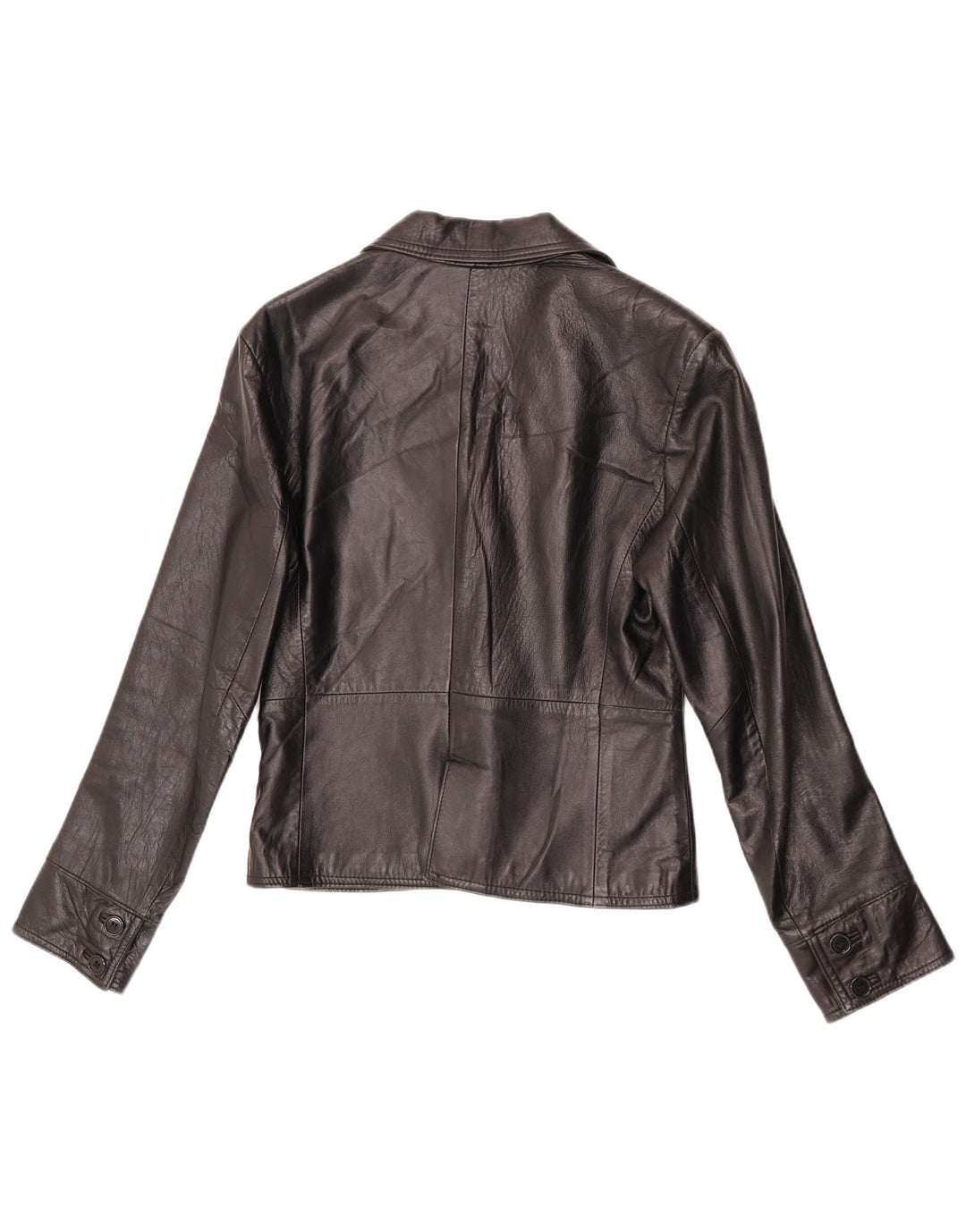 VINTAGE Chaqueta Blazer de Cuero de 2 Botones para Mujer IT 44 Cuero Negro Medio