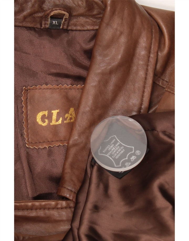 Vintage mujer chaqueta de cuero de gran tamaño Reino Unido 18 XL cuero marrón