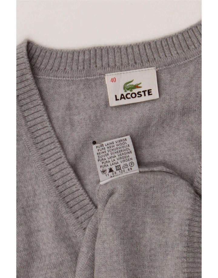 Lacoste Jersey con cuello en V para mujer EU 40 Lana virgen gris medio