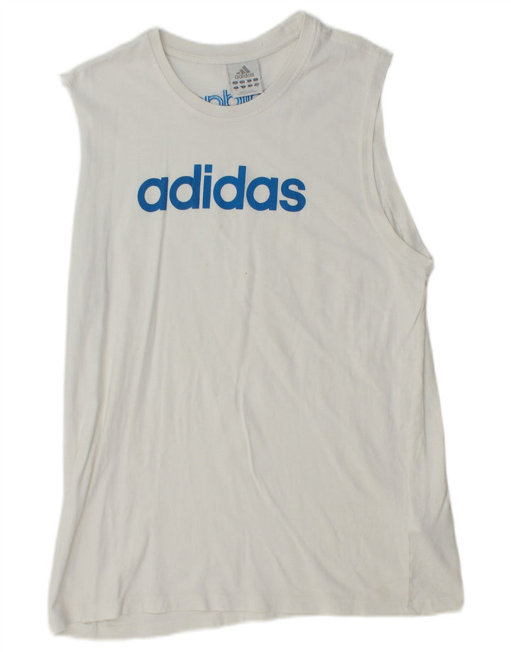 Adidas Hombre Graphic Vest Top Medio Algodón Blanco