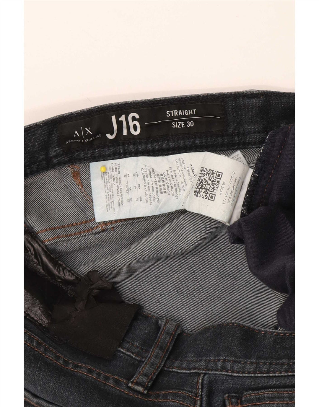 Armani Exchange Vaqueros rectos para hombre W30 L32 Algodón azul marino