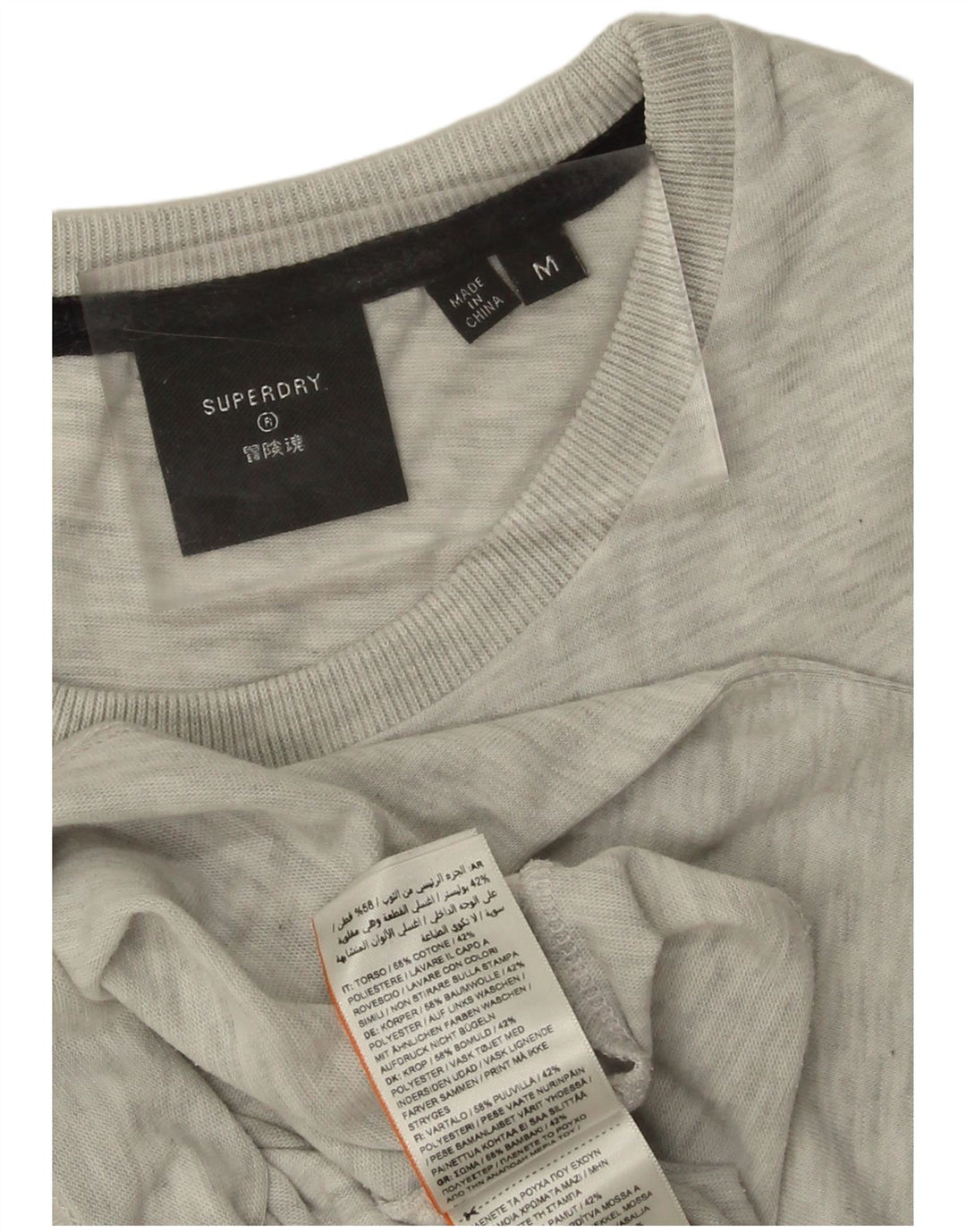 SUPERDRY Camiseta gráfica para hombre Top de algodón moteado gris medio