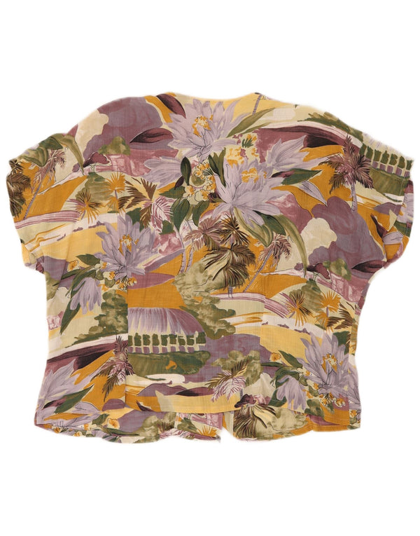 VINTAGE Mujer Camisa Gráfica de Gran Tamaño Blusa EU 40 Medio Multicolor