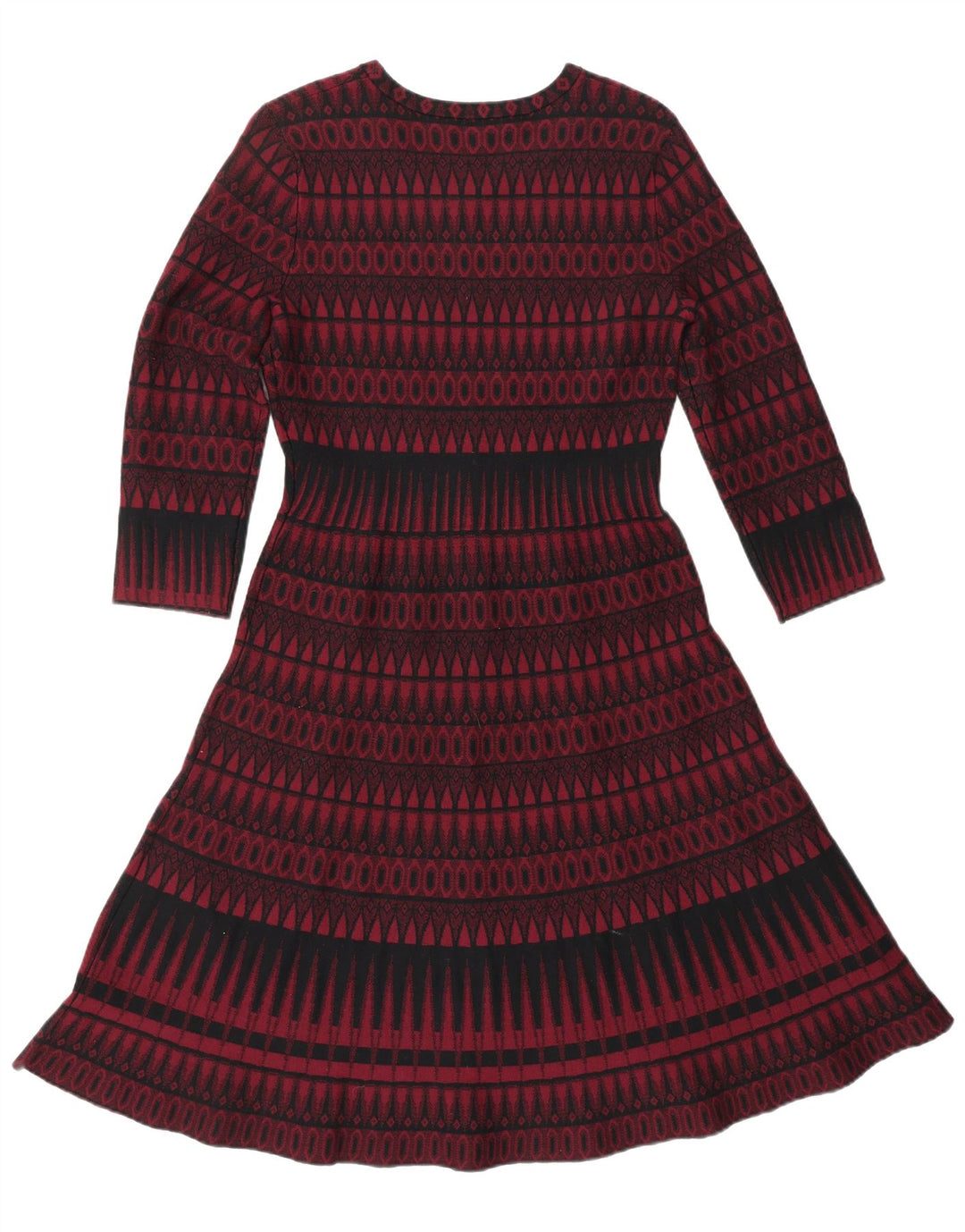 HOBBS Vestido tipo jersey de manga 3/4 para mujer, talla 40, talla pequeña, viscosa geométrica roja
