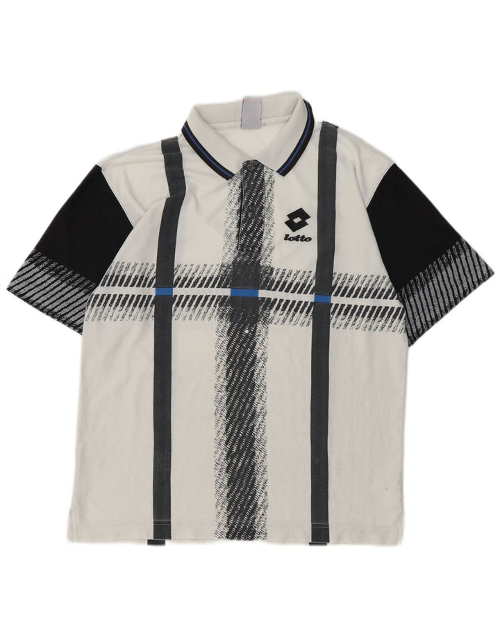 Polo Lotto Hombre Poliéster Color Block Blanco Mediano
