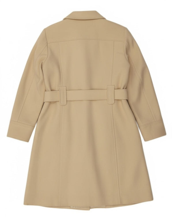 Benetton Abrigo Cruzado IT 44 Mediano De Lana Blanco Roto