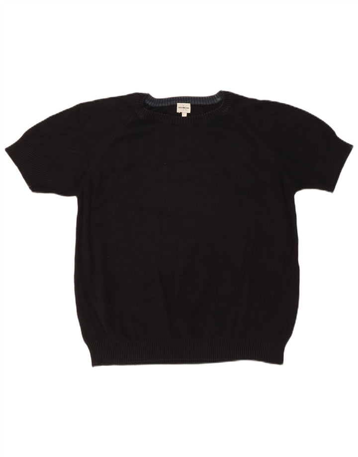 CALVIN KLEIN Suéter tipo jersey con cuello redondo para mujer UK 46 Grande Negro