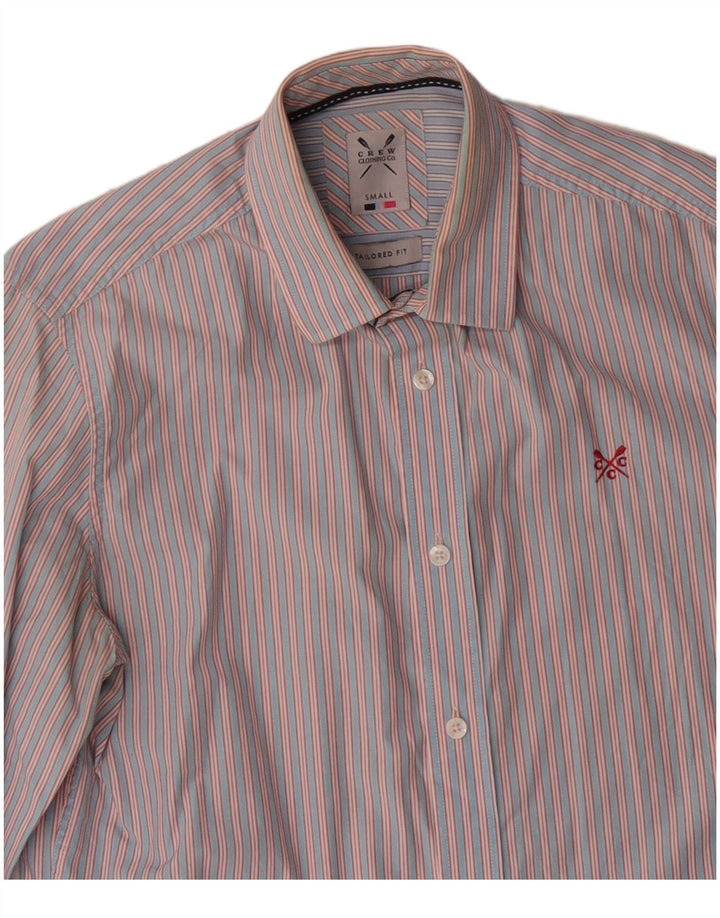 Crew Clothing Camisa entallada para hombre de algodón a rayas rosa pequeña