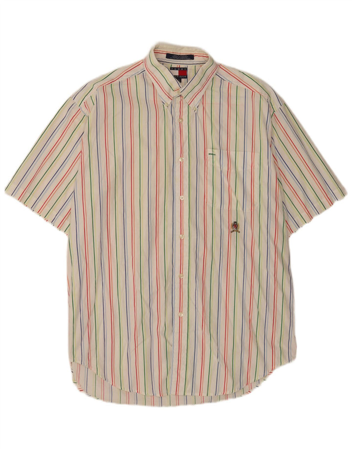Tommy Hilfiger Camisa Regular Fit De Manga Corta Para Hombre Rayas Blancas Medianas