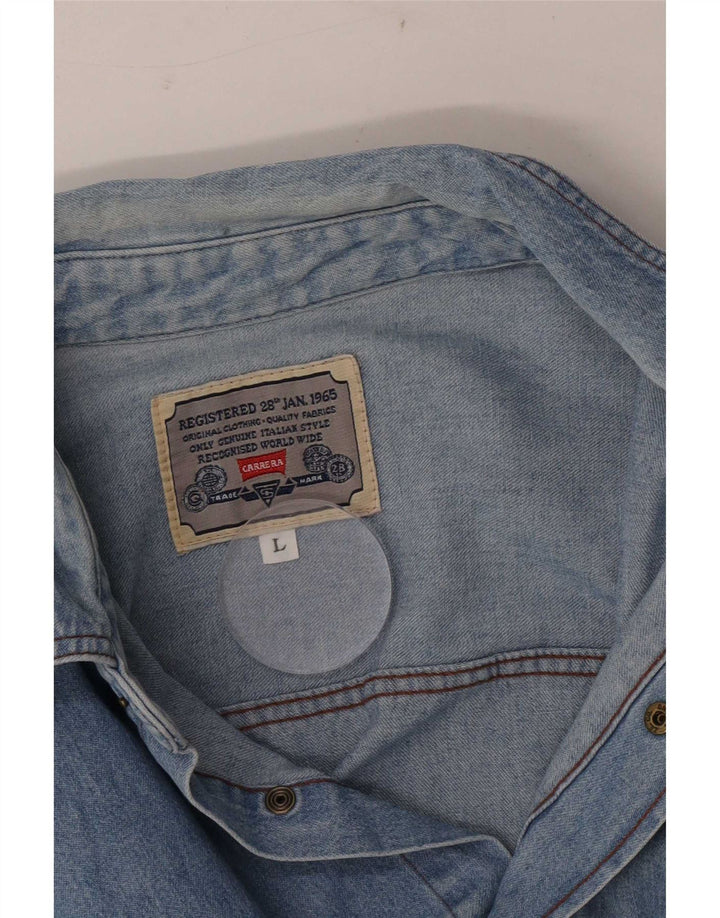 Carrera Camisa Vaquera Para Hombre Grande Azul