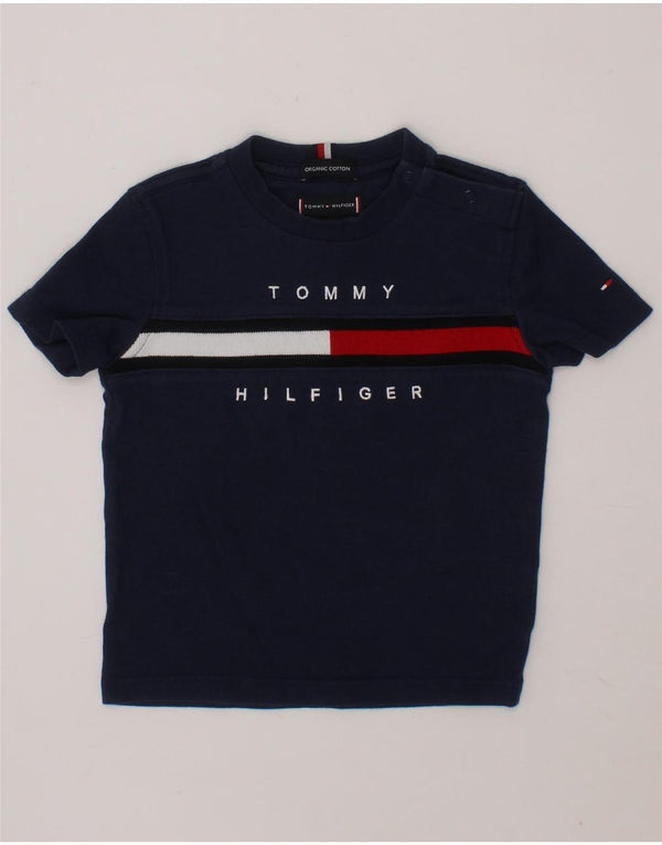 TOMMY HILFIGER Baby Boys Graphic T-Shirt Top 6-9 Months Navy Blue Cotton