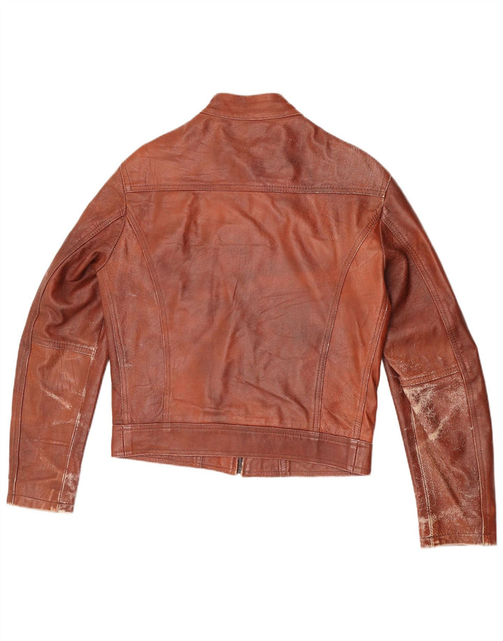 Chaqueta de cuero vintage para mujer IT 48 XL cuero marrón