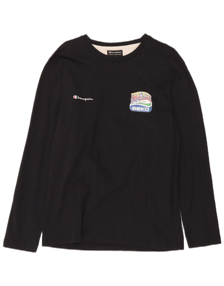 CHAMPION Top gráfico para hombre de manga larga de algodón negro grande