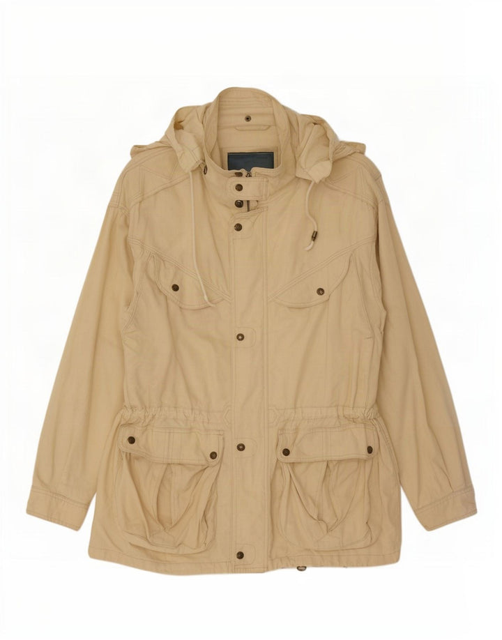 Leader Chaqueta utilitaria con capucha para hombre UK 40 Large Beige Cotton