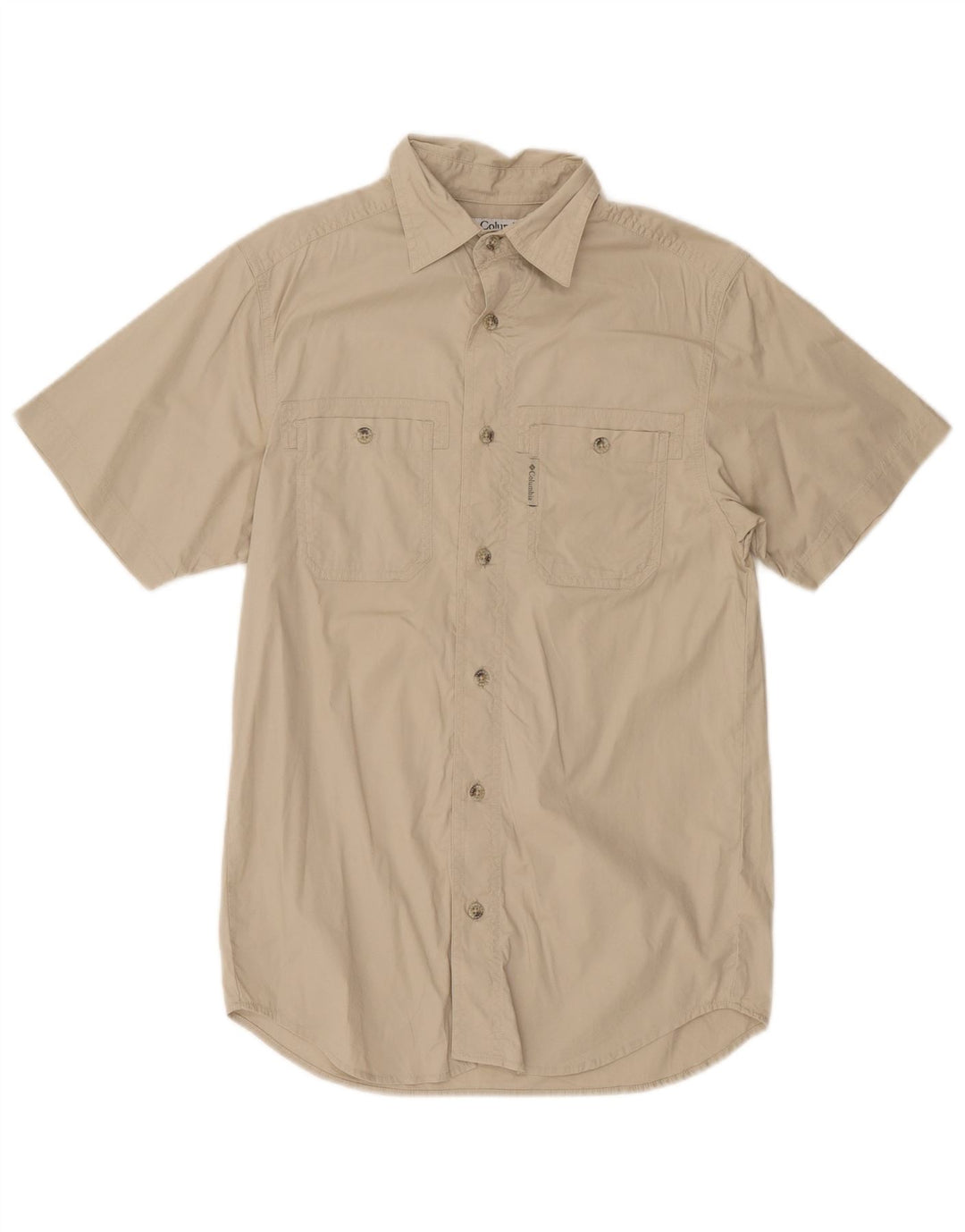 Columbia Camisa De Manga Corta Para Hombre Small Beige Cotton