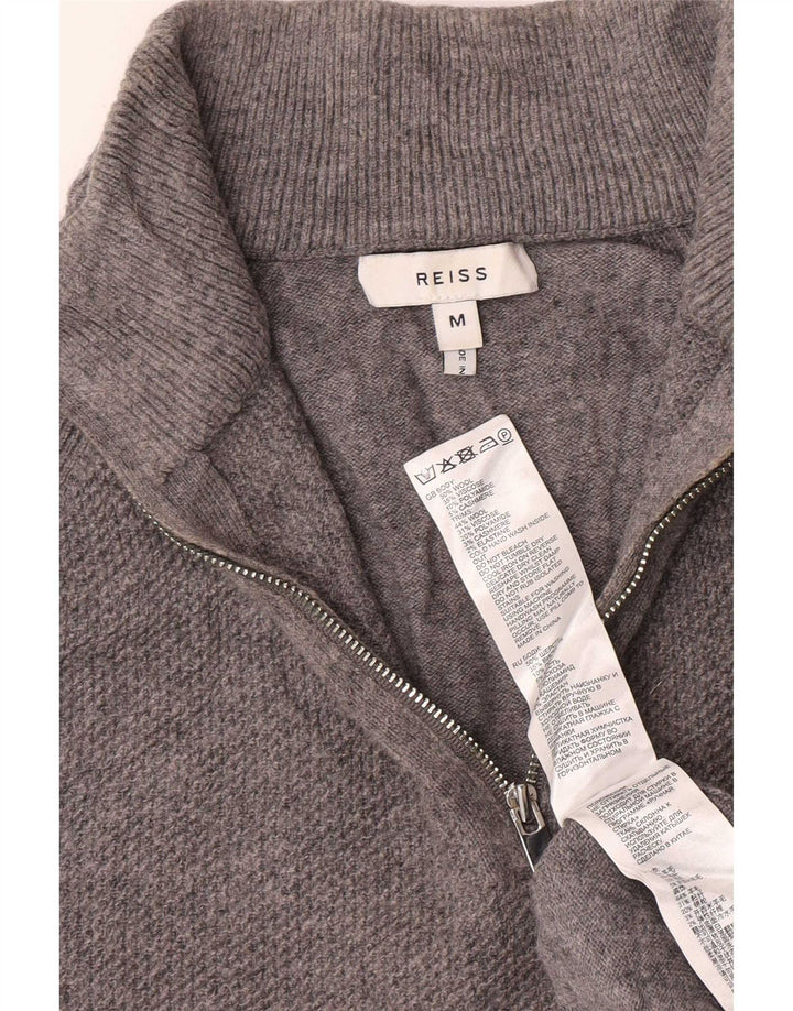 Jersey Reiss Hombre Con Cremallera Y Cuello En Lana Gris Medio