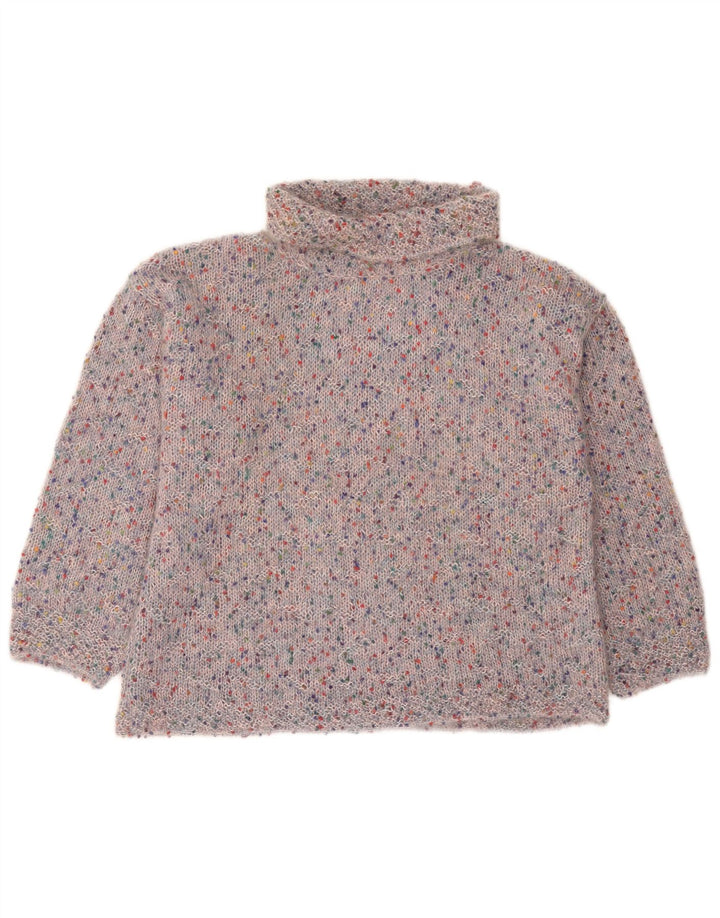Vintage mujer rollo cuello jersey suéter Reino Unido 16 grande multicolor moteado