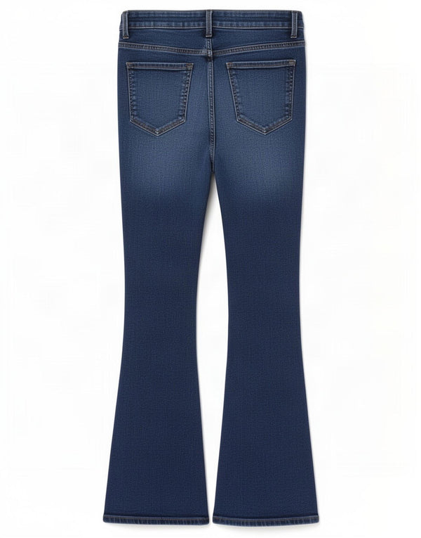 Marks & Spencer Vaqueros acampanados para mujer UK 12 Medium W28 L28 Algodón azul