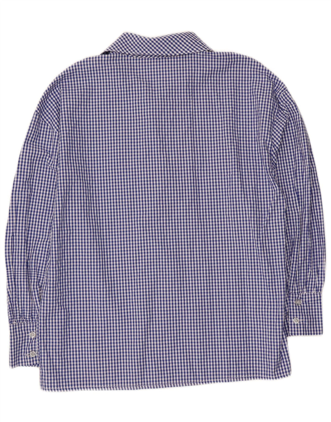 Vintage mujer 3/4 manga delantera corbata camisa blusa Reino Unido 14 medio azul Gingham