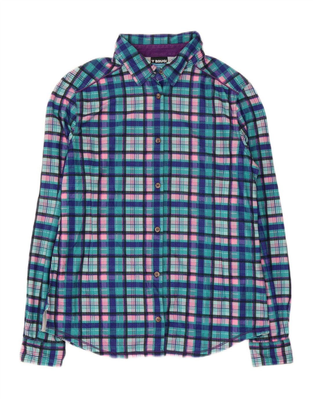 BRUGI Camisa de franela para mujer UK 44 Large Blue Check