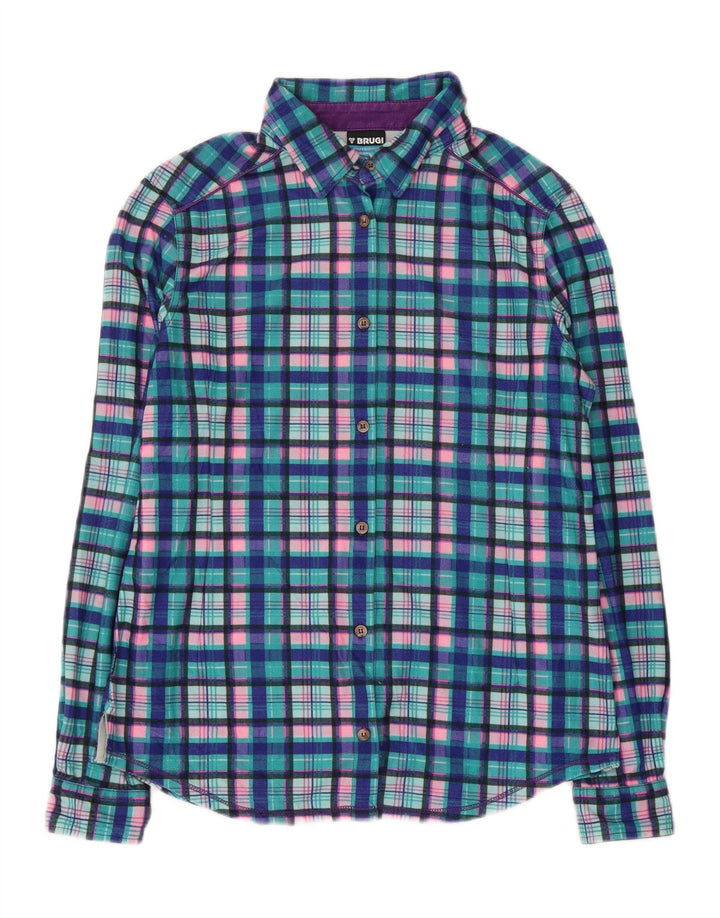 BRUGI Camisa de franela para mujer UK 44 Large Blue Check