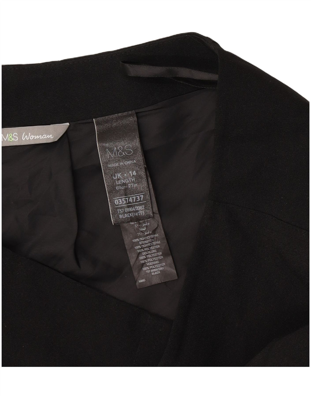 Marks & Spencer Falda lápiz para mujer Reino Unido 44 Grande W32 Poliéster negro