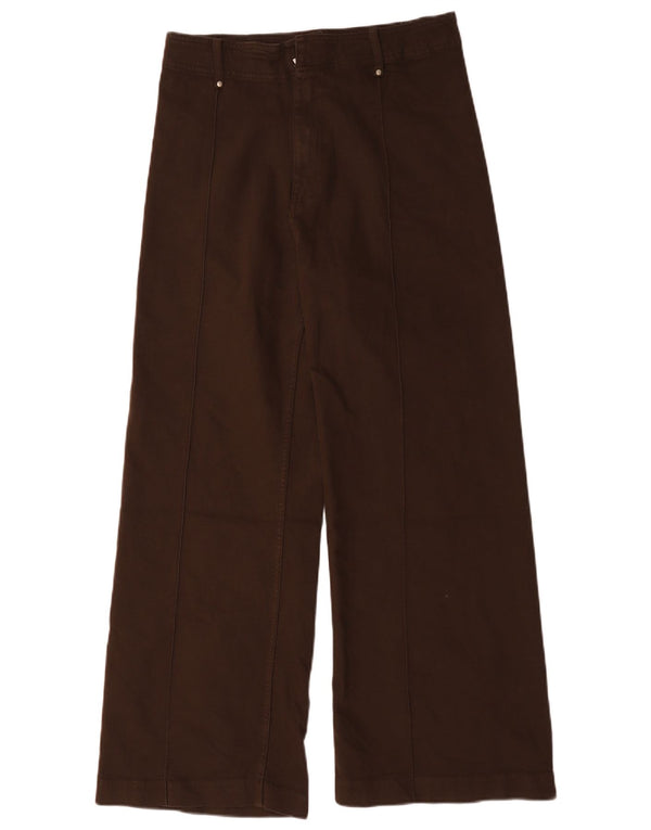 Zara Pantalones Casuales De Pierna Ancha Y Cintura Alta para Mujer EU 42 Large W32 L29 Marrón