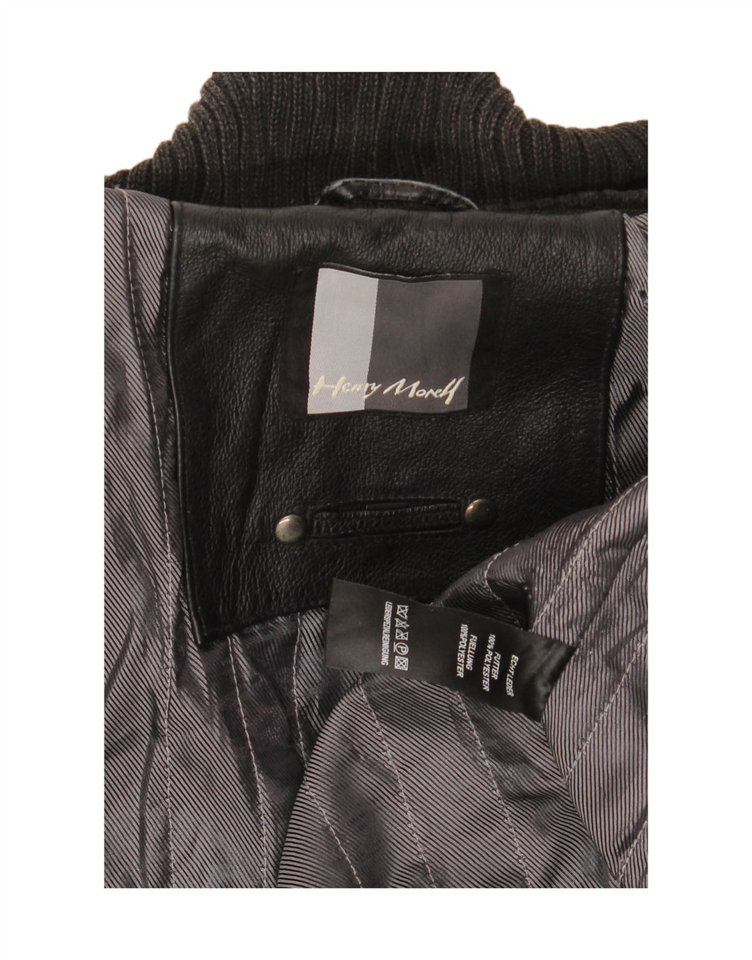 HENRY MORELL Chaqueta de cuero para hombre UK 42 XL Cuero negro