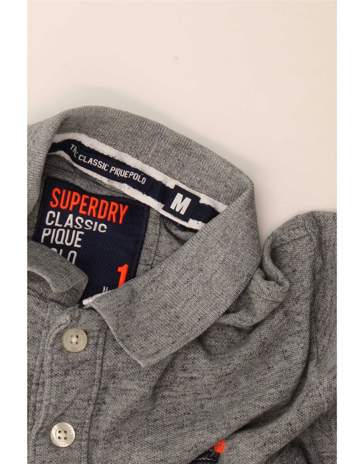 Superdry Polo para hombre con rayas en gris medio