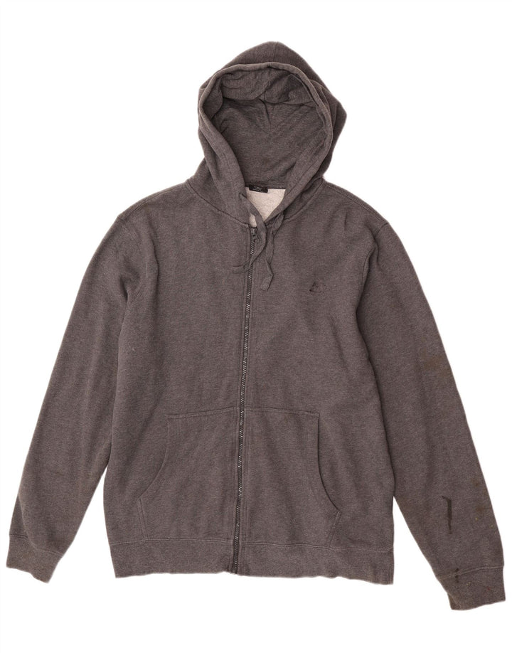 Starter Sudadera con capucha y cremallera para hombre, tamaño grande, algodón gris