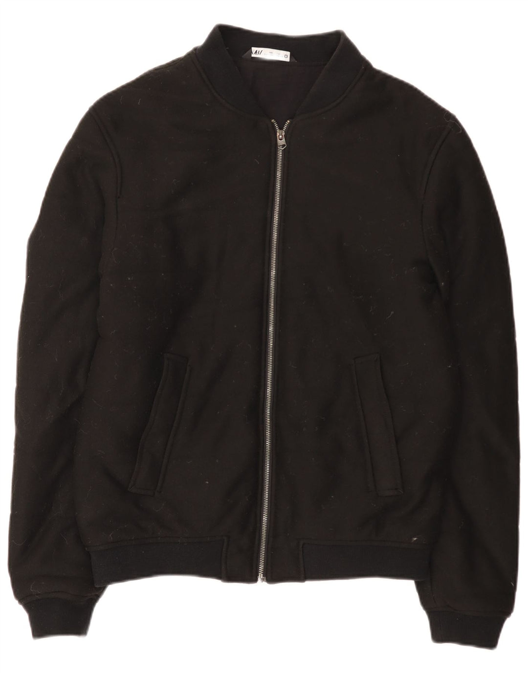 Zara Mens Bomber Jacket UK 40 Grande Algodón Negro