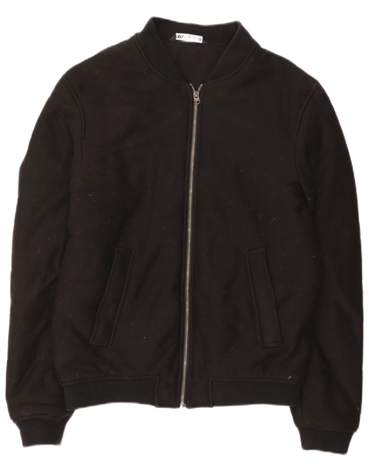 Zara Mens Bomber Jacket UK 40 Grande Algodón Negro