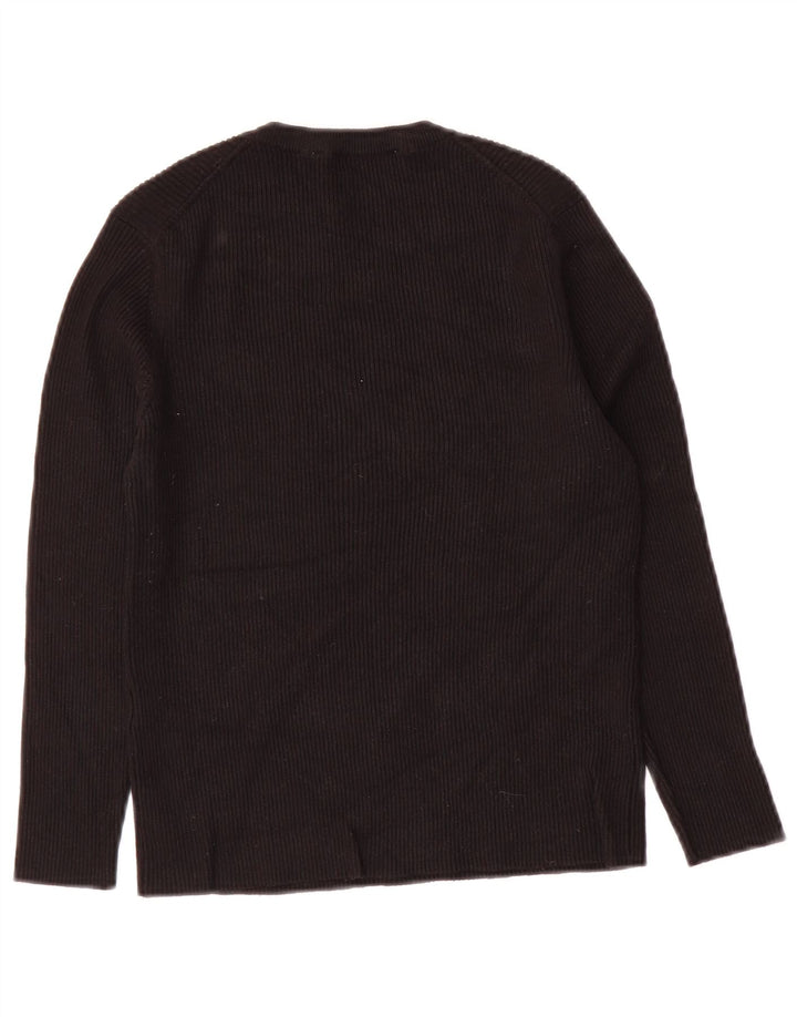 Zara Mujer Crop Top Manga 3/4 UK 42 Medium Viscosa Negra