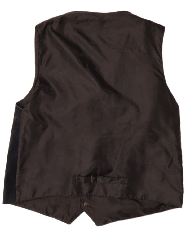 Vintage hombres ante chaleco medio azul marino