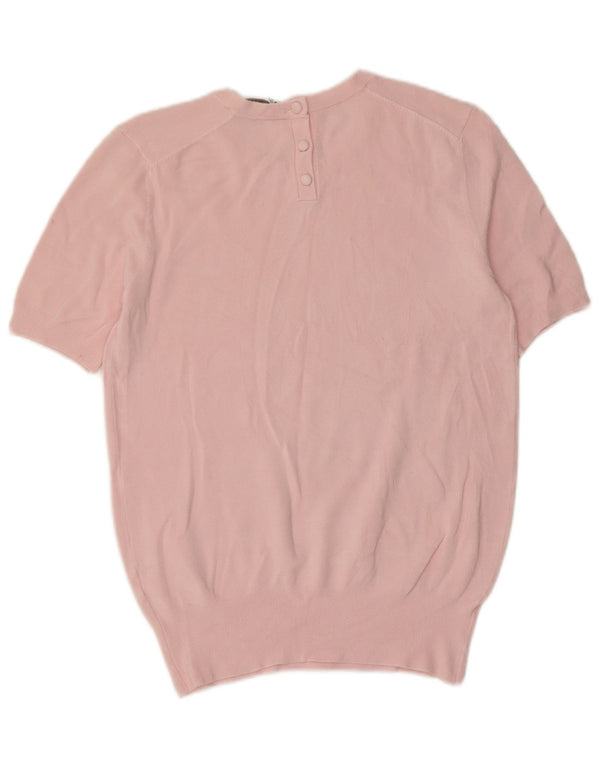 Zara Jersey de Manga Corta con Cuello Redondo para Mujer UK 40 XL Rosa