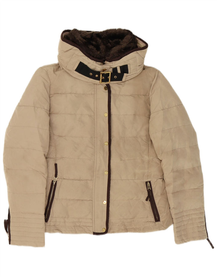 Zara Mujer Chaqueta Acolchada ES 40 XL Poliéster Beige