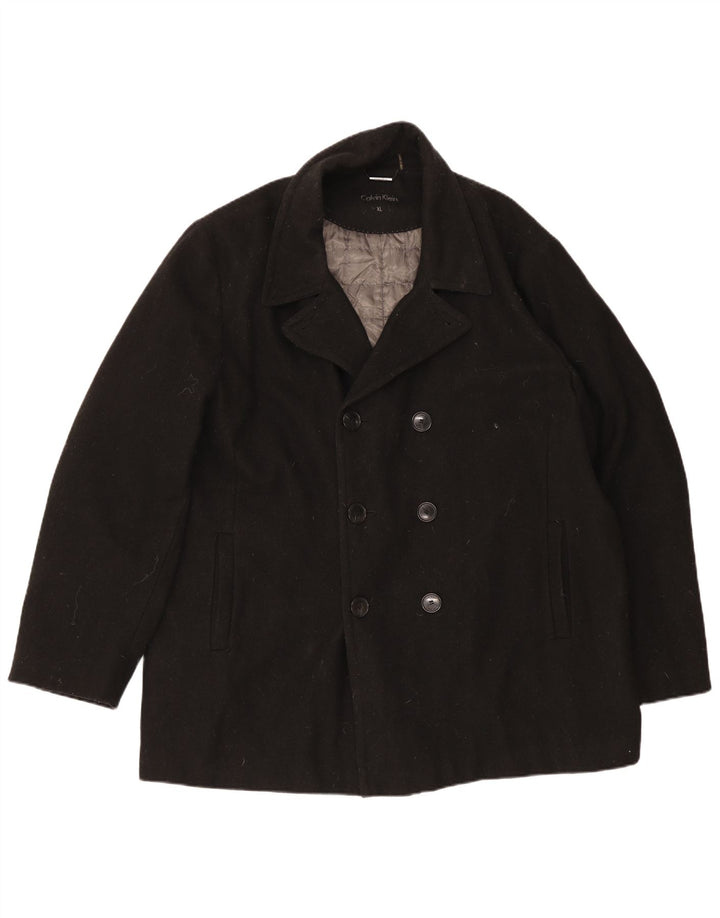 Calvin Klein Abrigo cruzado para hombre UK 42 XL Lana negra