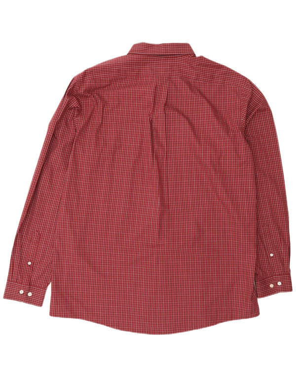 Eddie Bauer Camisa de corte relajado a cuadros para hombre XL Algodón a cuadros burdeos