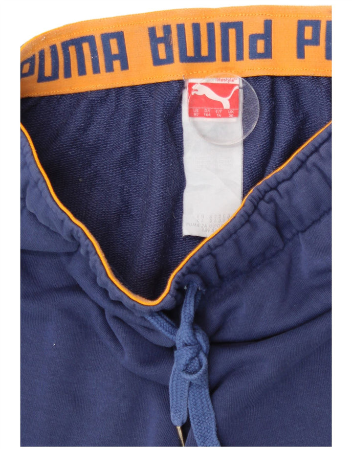 Puma Pantalones de chándal con gráfico para niño, 13-14 años, azul marino