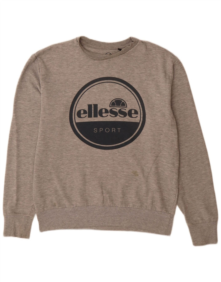 Ellesse Hombre Sudadera Gráfica Jersey De Algodón Moteado Gris Medio